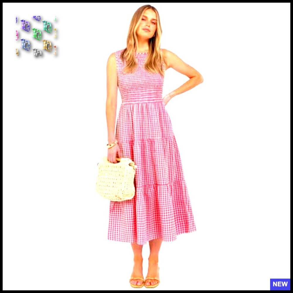 Sleeveless Maxi Dress Smocked Bodice Tiered Boho Casual Beach Sundress - Picture 6 of 7